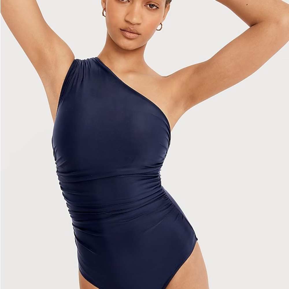 Elegant One-Shoulder Navy Swimsuit